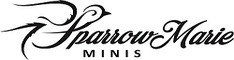 Black text on white background reads: Sparrow Marie Minis. The S in Sparrow in the shape of a stylized bird.