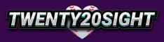 Silver text on a purple field, with a baseball-themed heart behind the text. Text reads Twenty20Sight